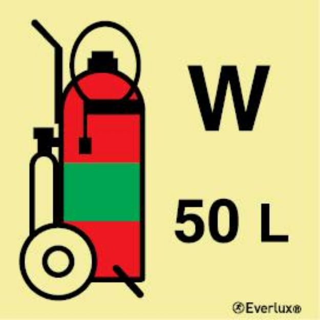 Fire control sign Wheeled water fire extinguisher 50 Litre